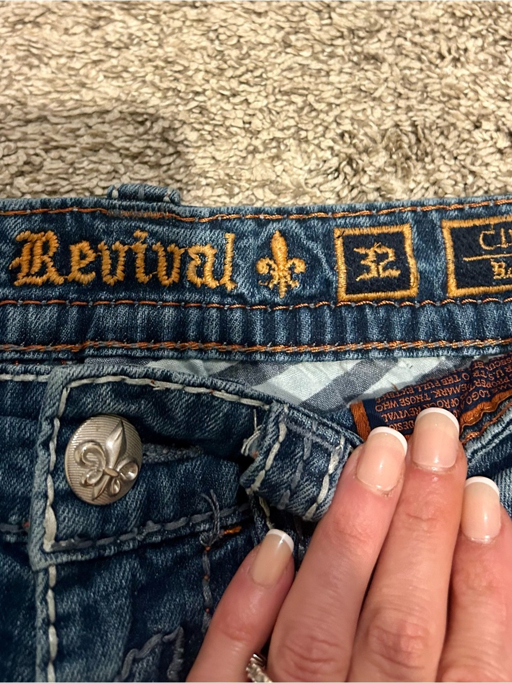 Rock Revival men’s Dark Blue bootcut Jeans with Embroidered Back Pockets - Picture 6 of 7